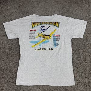 Vintage North American Top Gun Shirt Mens Large Gray Graphic Airplane 90s